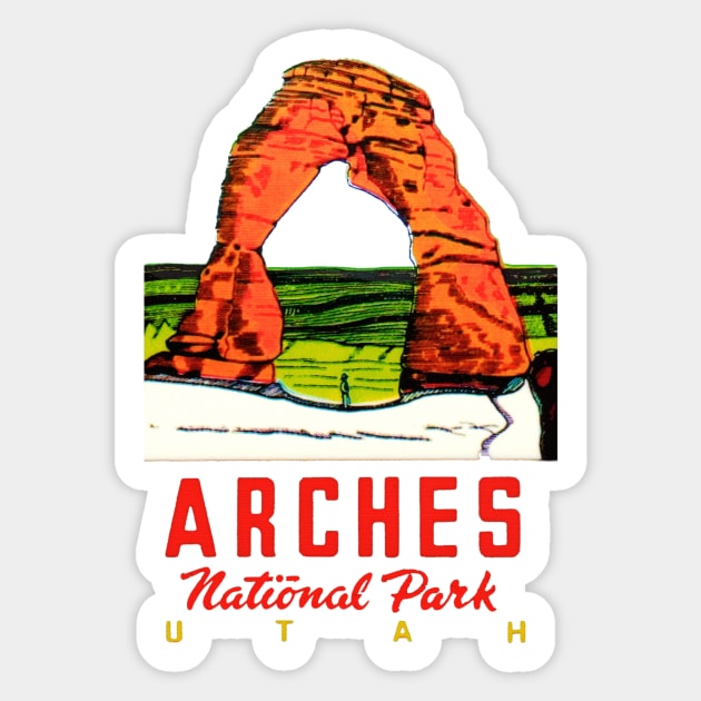 Arches National Park Utah Vintage Travel Decal Sticker by Hilda74